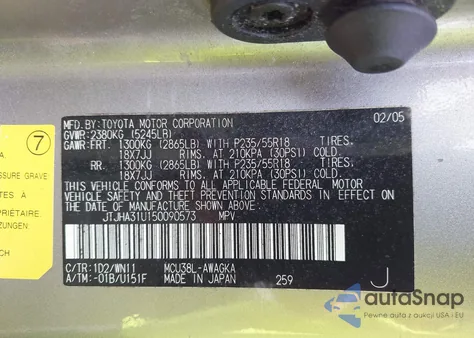 2005 Lexus Rx 330 из США, поврежденный, VIN JTJHA31U150090573